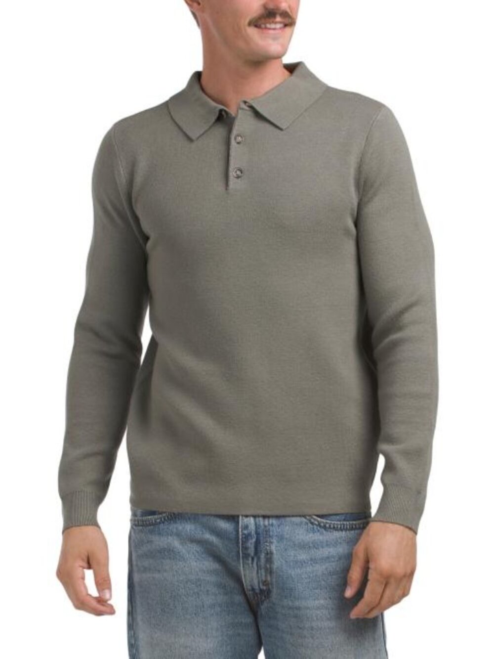 THOM AARON Collared Long Sleeve Polo Shirt Pullover